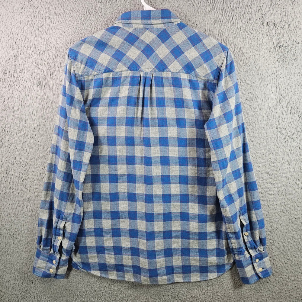 J Crew Women‎ Size 6 Blue Grey Plaid Flannel Button Up Shirt Long Sleeve Cotton - Picture 6 of 9